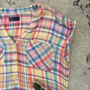 Gap Summer Plaid Cap Sleeve Top